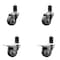 Service Caster 3'' Thermoplastic Rubber Swivel 1-5/8'' Expanding Stem Caster Set 2 Total Lock Brakes, 4PK SCC-EXTTL20S314-TPRB-2-S-2-158 - alternate 1